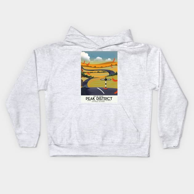 Peak District Road travel poster Kids Hoodie by nickemporium1